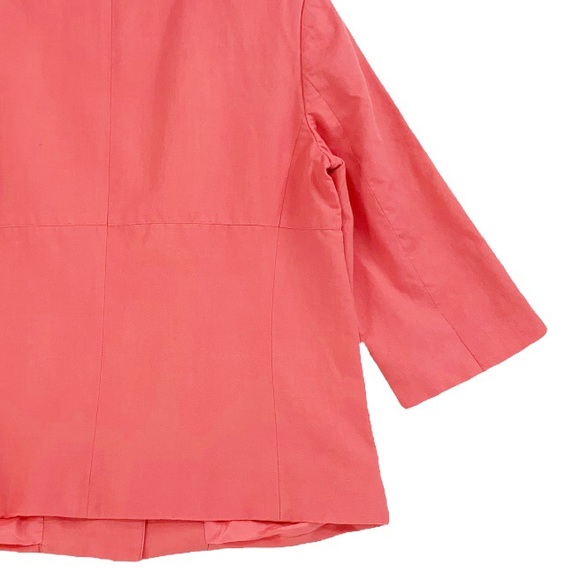 Cotton Silk Linen Blend Woman’s Blazer Coral Color by Trevan Warm Weather Blazer - Picture 9 of 16